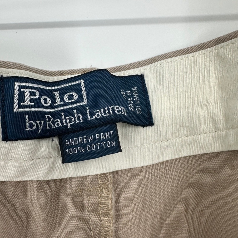 Vintage Polo Ralph Lauren Andrew Pants Chinos Men 42X32 90s Cotton Pleated Khaki - Picture 5 of 10
